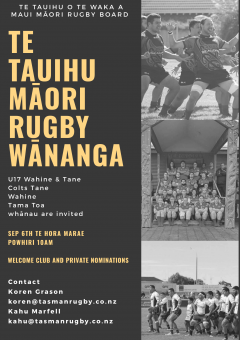 TE TAUIHU MAORI RUGBY WANANGA 2020 6th Sept